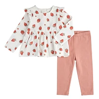 Strawberry Print Dress Set 3-24m