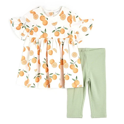 Oranges print Dress Set 3-24m