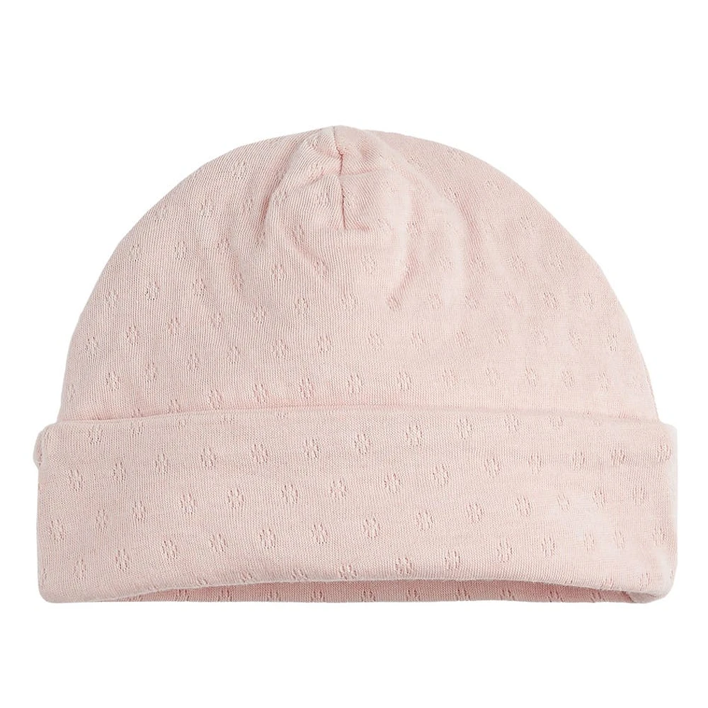 Pink Pointelle Hat 0-9m