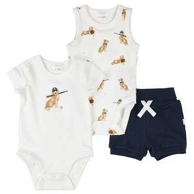 Baseball 3 Pieces Bodysuit Set 0-24m