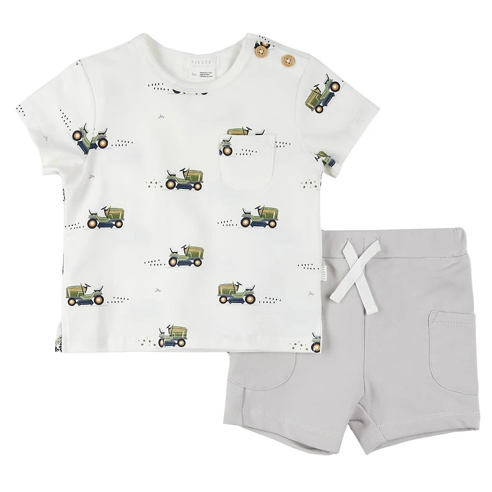 Lawnmower print Short Set 3-24m