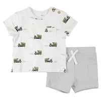 Lawnmower print Short Set 3-24m