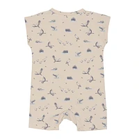 Bird Print Short Romper 1-12m