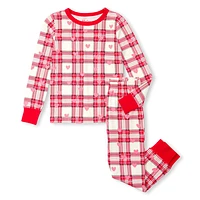 Hearts Plaid Pajama Set 3-10y