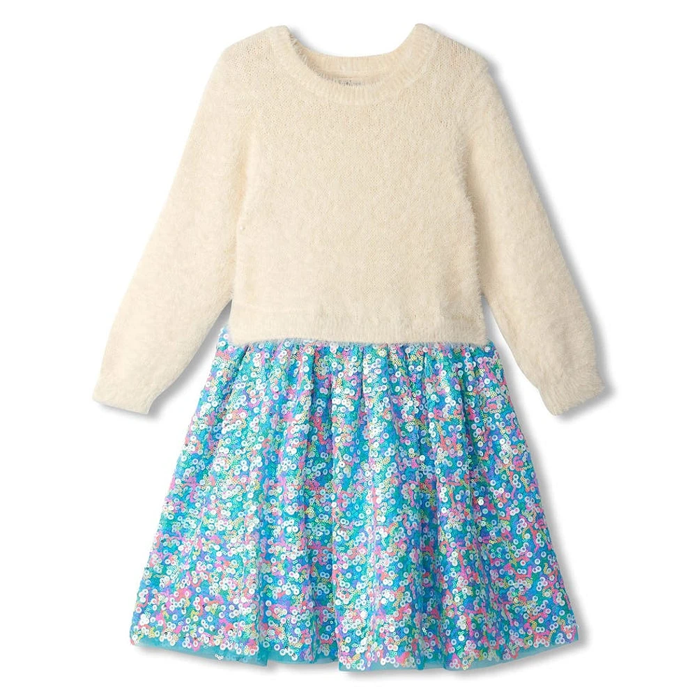 Robe Paillette Fuzzy 3-8ans