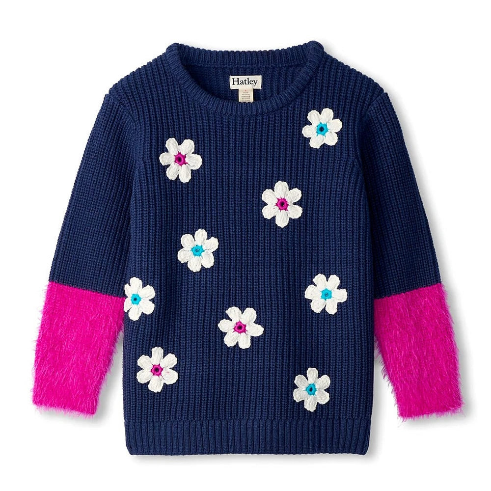 Flowers Fluffy Sweater 3-8y