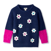 Flowers Fluffy Sweater 3-8y