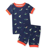 Glow Sharks Short Pajama 3-10y