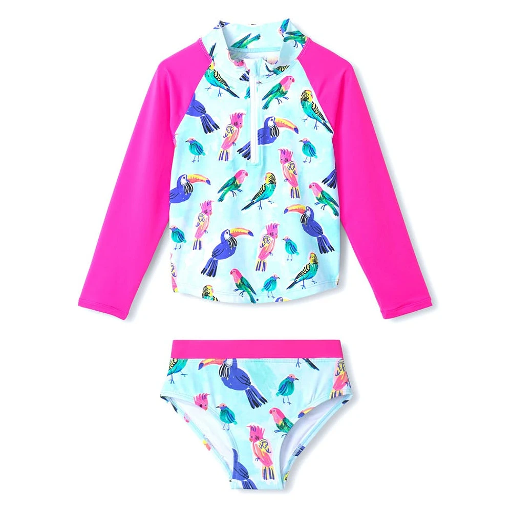 Tropical Birds Long Sleeves Swimsuit 3-8y