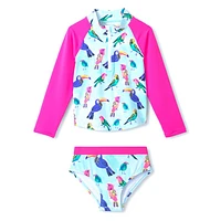 Tropical Birds Long Sleeves Swimsuit 3-8y