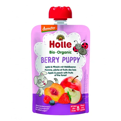 Purée Bio - Berry Puppy - Pomme, Pêche et Fruits (À partir de 8 mois)