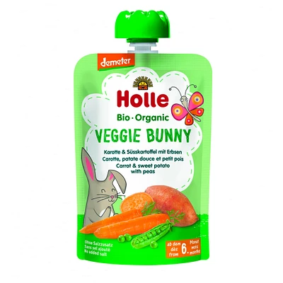 Purée Bio - Veggie Bunny - Carotte et Patate Douce avec Pois (À partir de 6 mois)