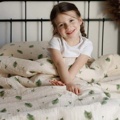 Quilted Comforter & Pillowcase - Muslin Fern