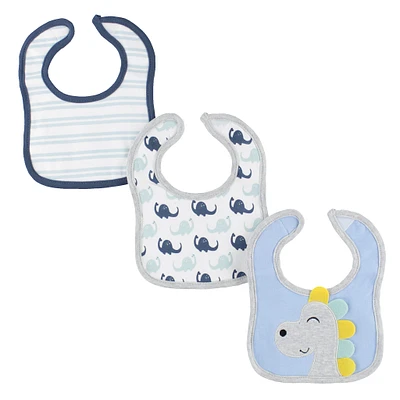 3-Pack Cotton Jersey Bibs - Dinosaur