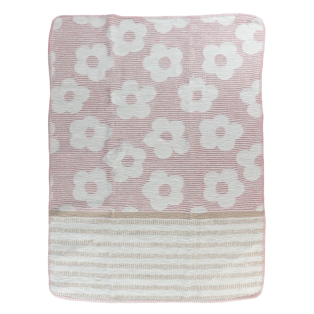 Couverture Jacquard Fleurs Rose