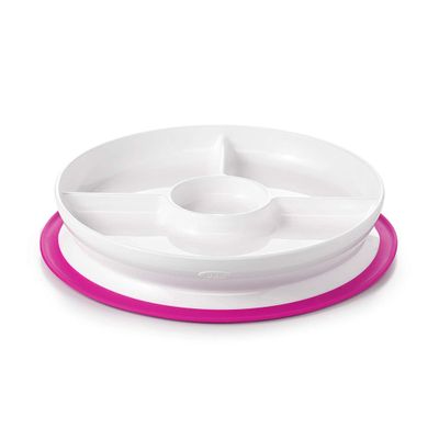 OXO Tot Stick and Stray Suction Divided Plate - Pink