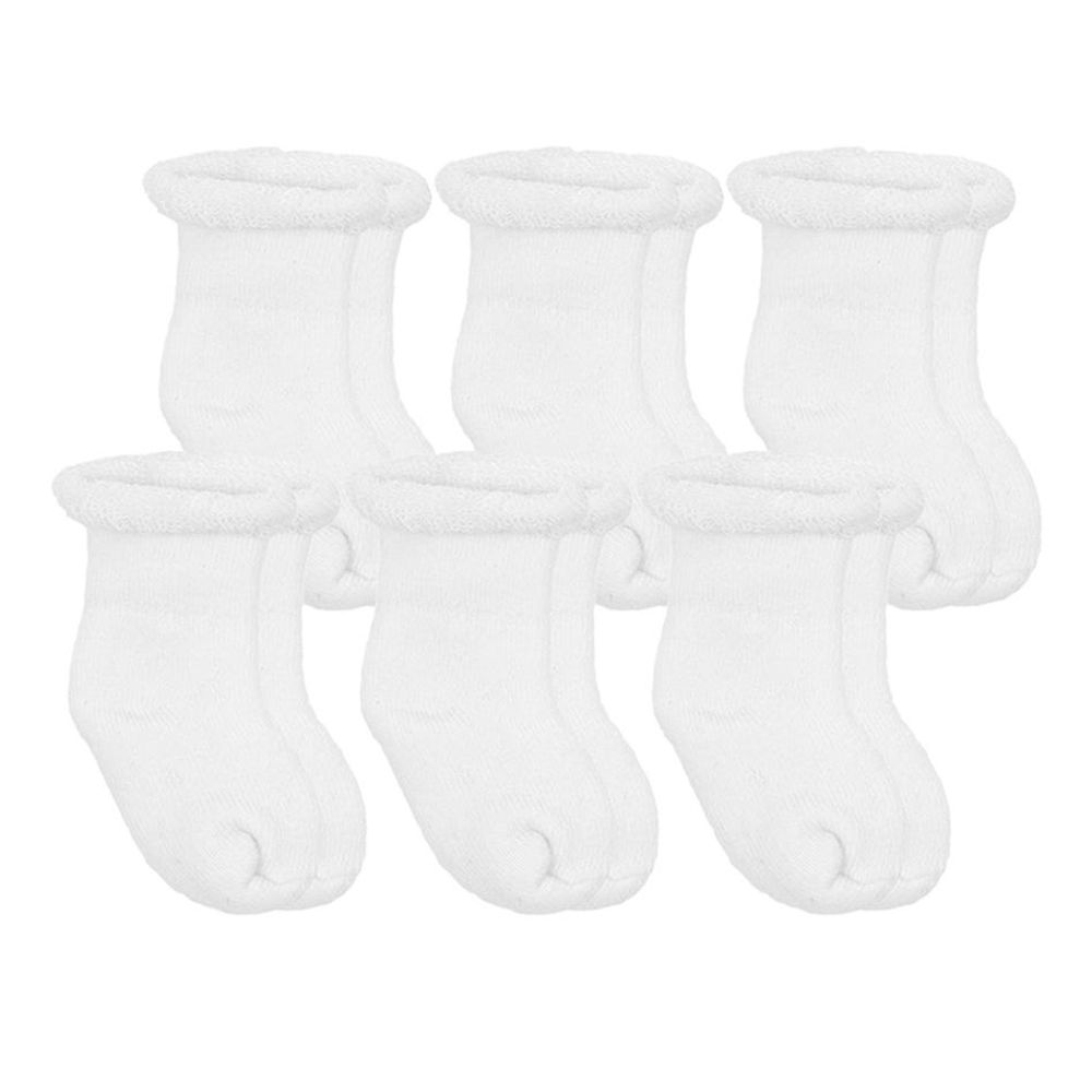 Terry Sock 6Pack Newborn - White