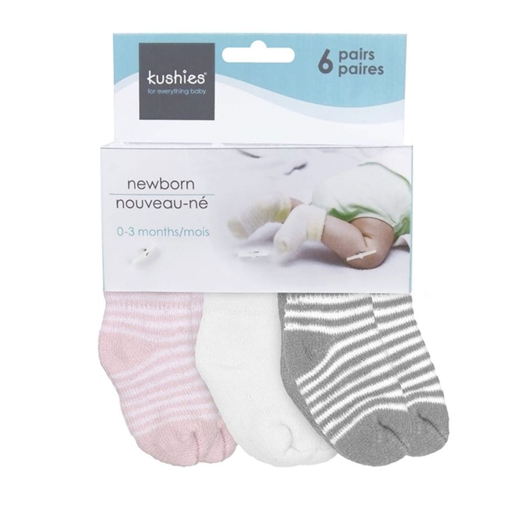 Terry Socks 6Pack Newborn - Pink