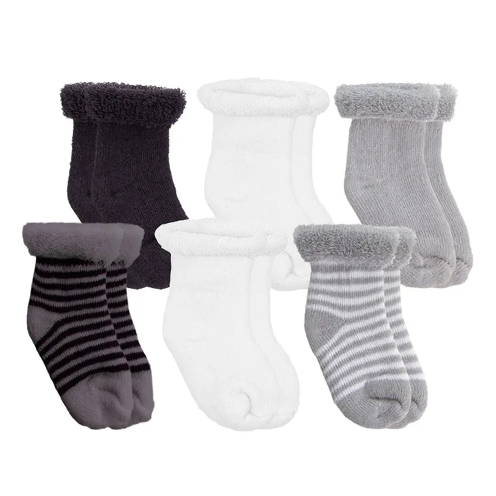 Terry Socks 6Pk Newborn - Black