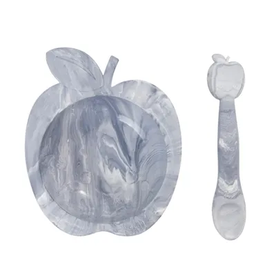 Silibowl and Spoon Set - Marble Apple