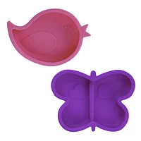 Ensemble de 2 Bols Papillon et Oiseau - Rose/Mauve