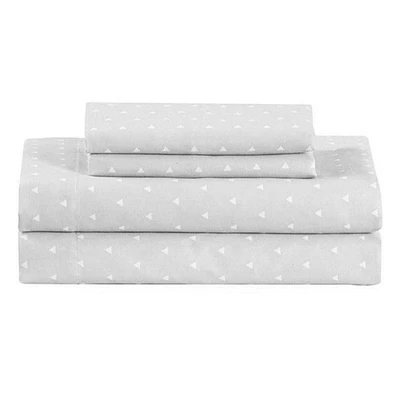 Ensemble Drap Lit Double - Triangle Gris/Blanc