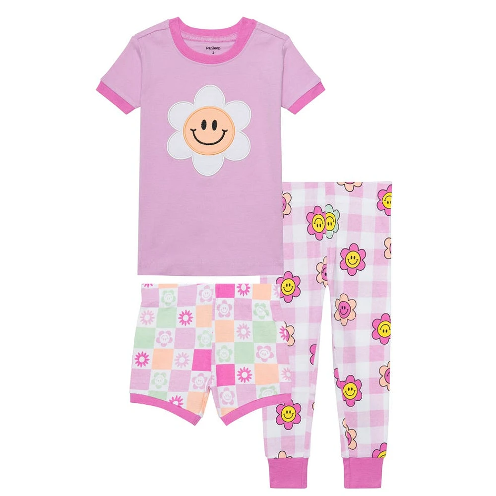 Pyjama 3 Pièces Fleurs 2-14ans