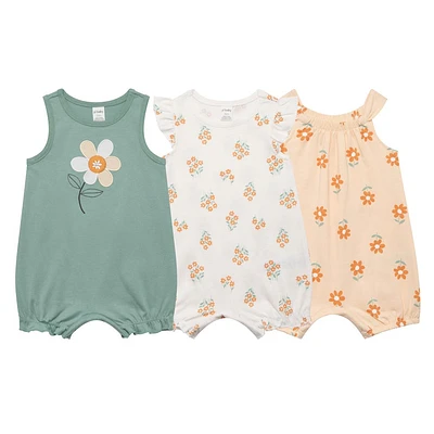 Barboteuse pqt3 Fleurs 3-24mois