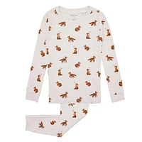 Fox Print Pajama Set 2-7y