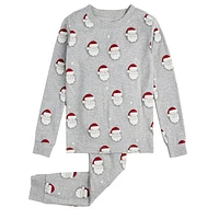 Santa Print Pajama Set 2-7y