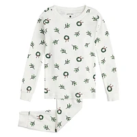 Wreaths Print Pajama Set 2-7y