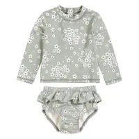 Flowers 2 Pieces Long Sleeves Swim Diaper UV Set 6-24m