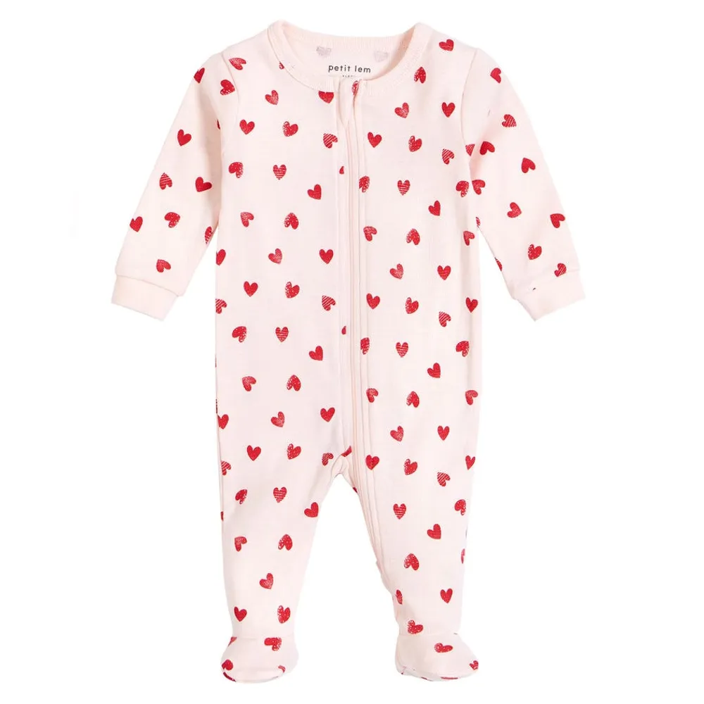 Hearts Print Footed Sleeper