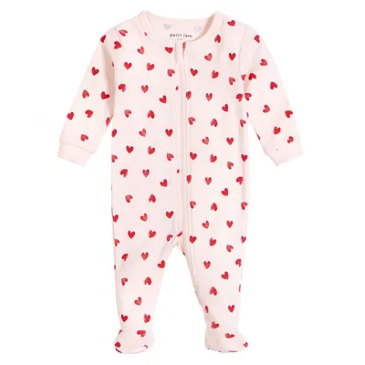 Hearts Print Footed Sleeper