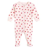 Hearts Print Footed Sleeper