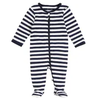 Bear Navy Striped Sleeper 0-12m