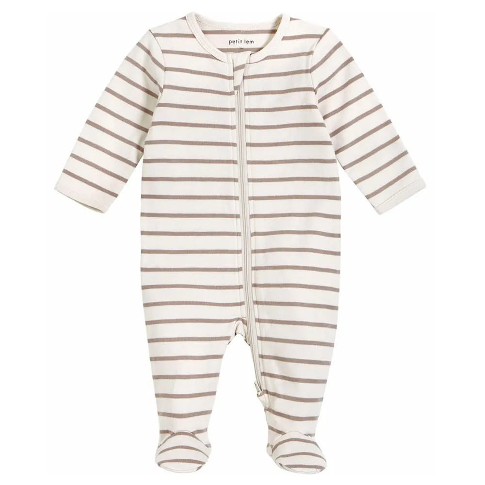 Cream Striped Sleeper 0-12m