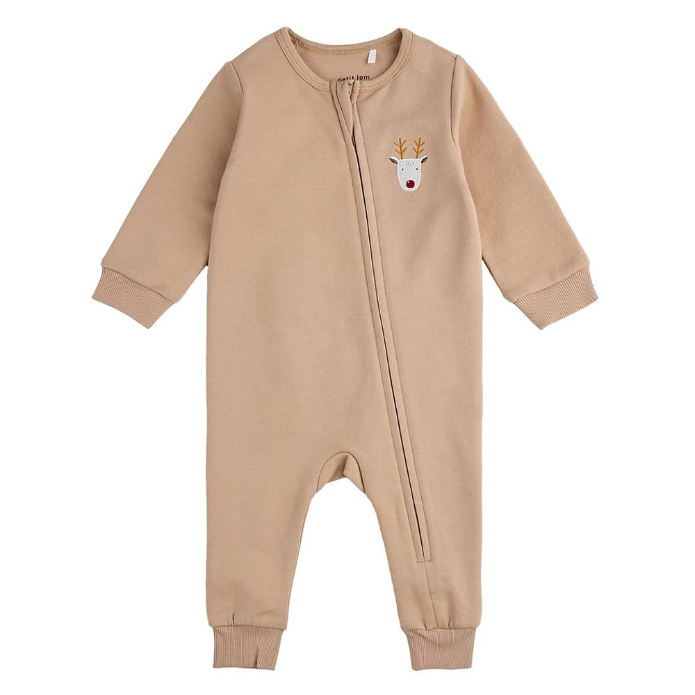 Reindeer Fleece Playsuit 12-24m