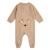 Reindeer Fleece Playsuit 12-24m