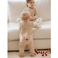 Reindeer Fleece Playsuit 12-24m