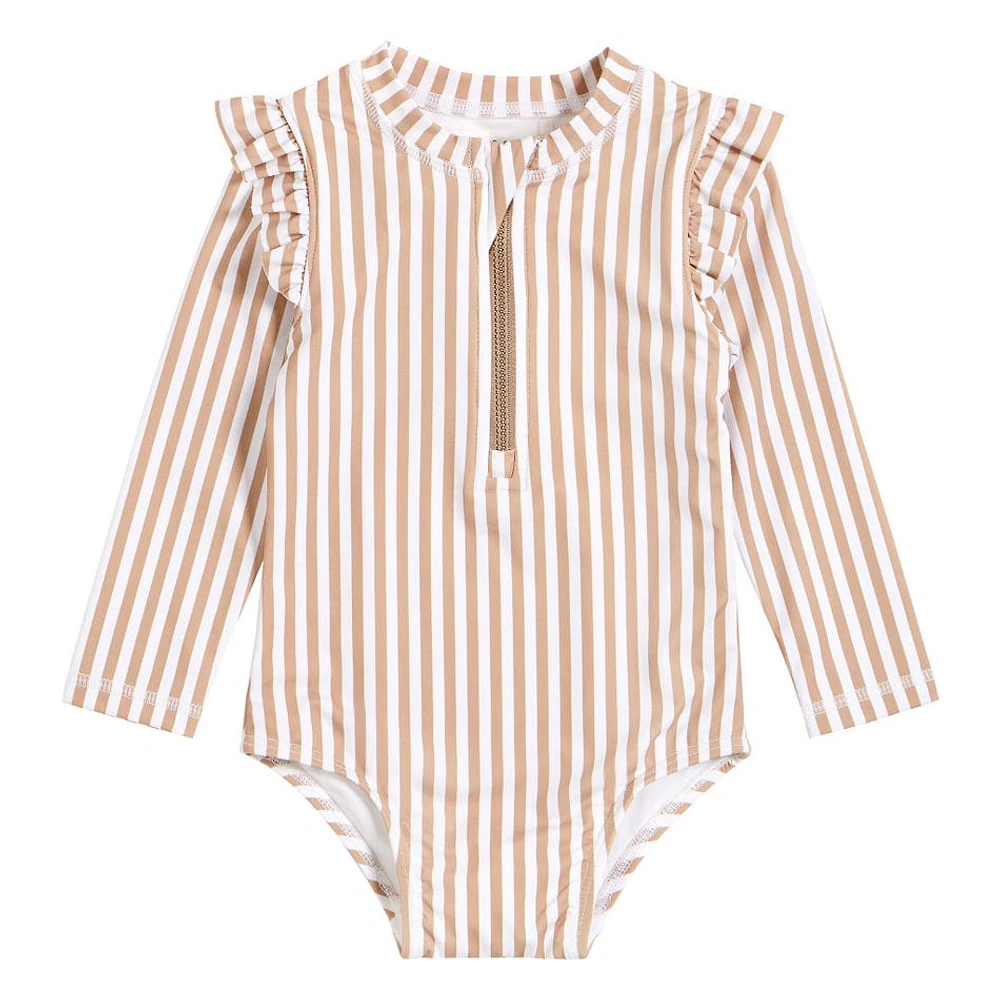 Stripe Print Long Sleeves UV Swimsuit 0-30m