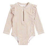 Stripe Print Long Sleeves UV Swimsuit 0-30m