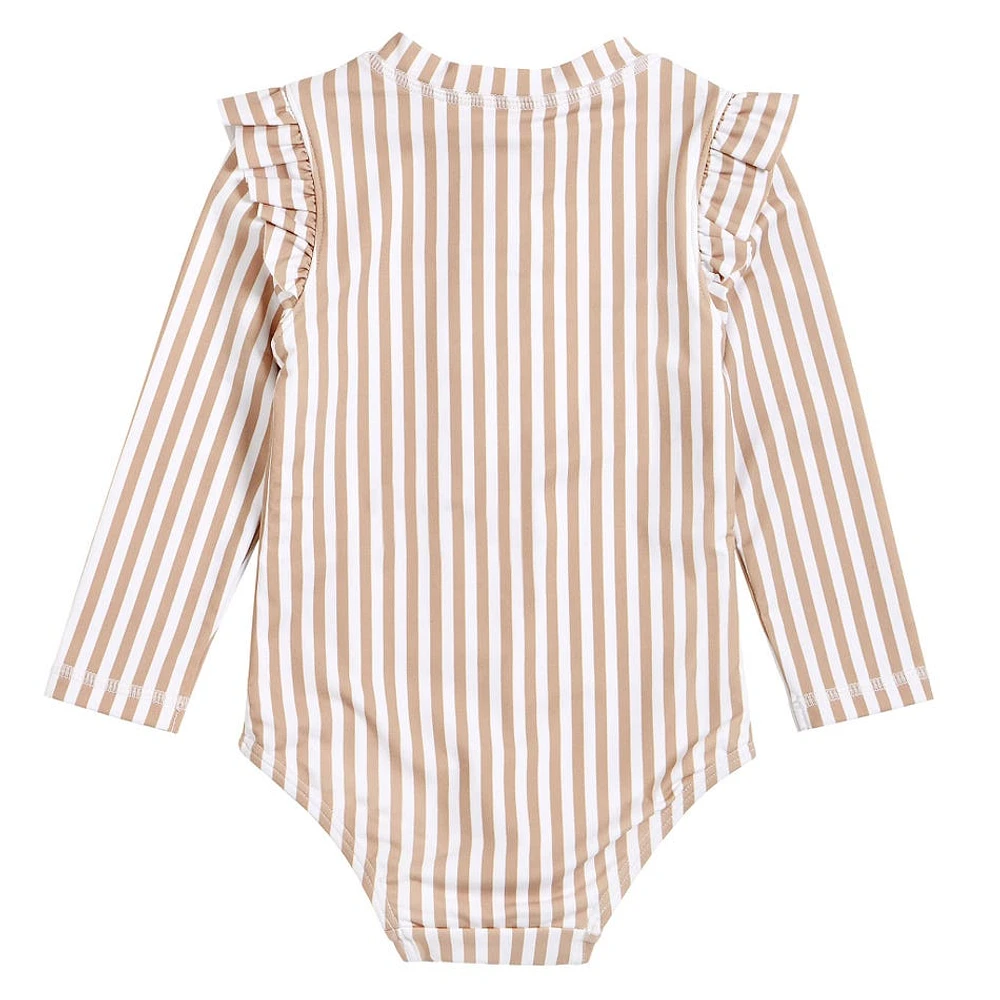 Stripe Print Long Sleeves UV Swimsuit 0-30m