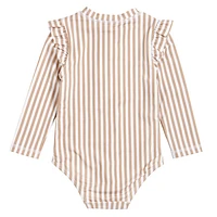 Stripe Print Long Sleeves UV Swimsuit 2-6X