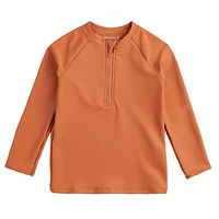 Long Sleeves Apricot Ribbed UV Rashguard