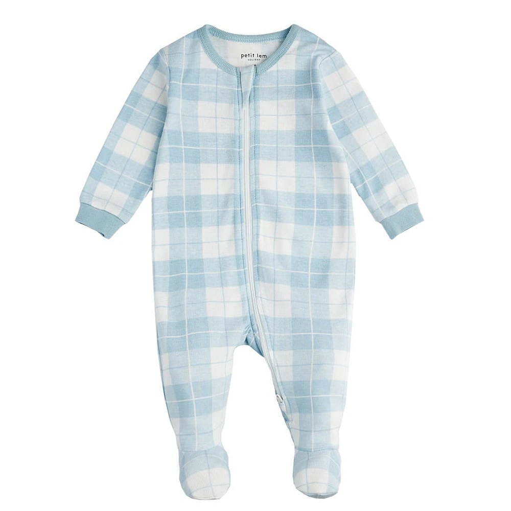 Blue Plaid Pajamas 0-24m