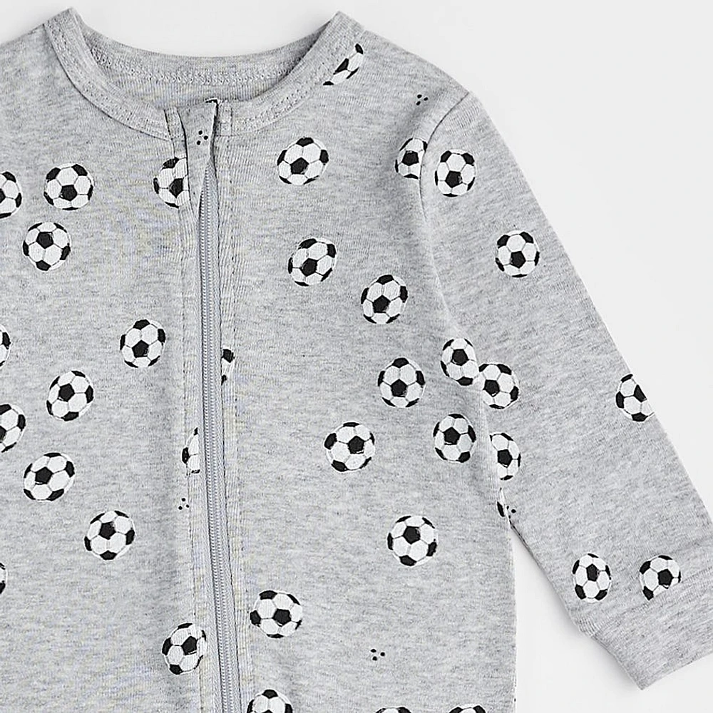 Soccer Print Sleeper 0-24m