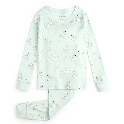 Swans Print Pajamas Set 2-6X