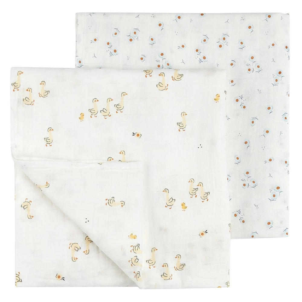 Ducks 2 Pieces Muslin Blankets