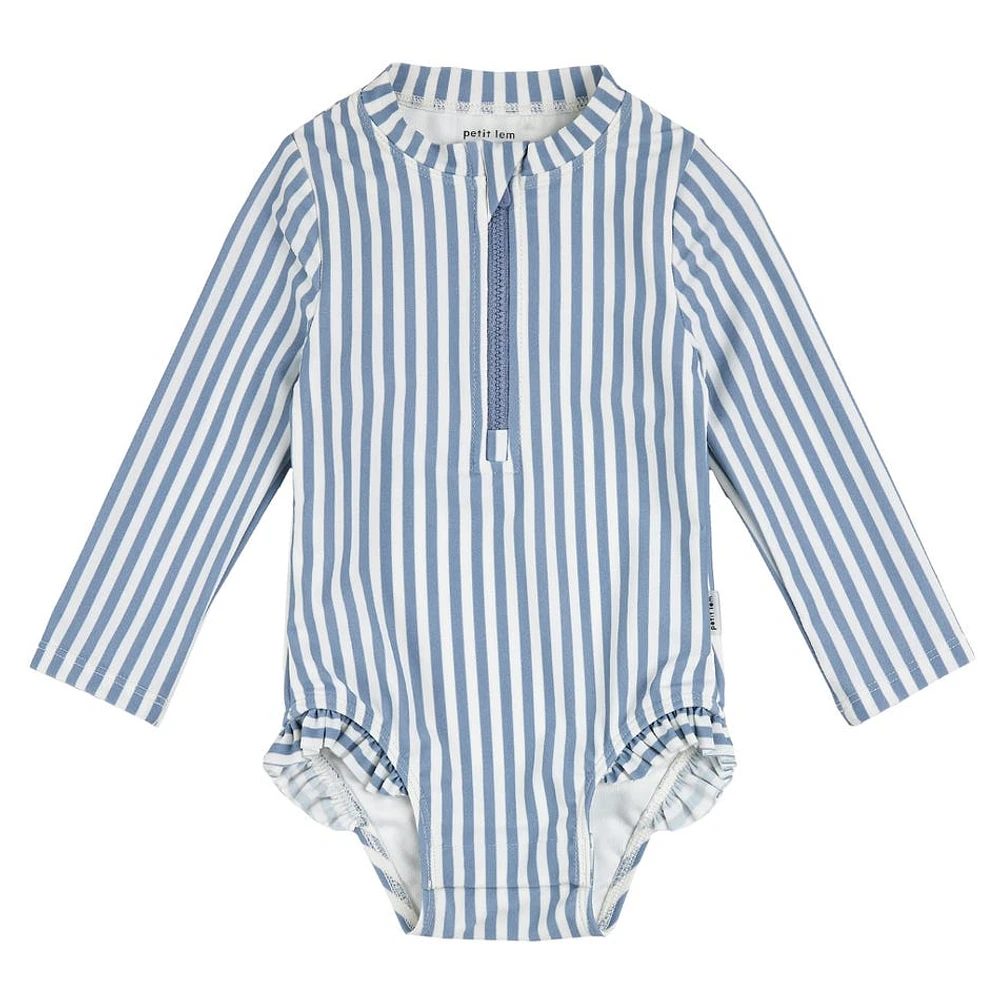 Striped Long Sleeves Swimsuit 0-24m